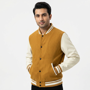 Chaqueta Varsity de Alta Calidad en Oferta, con Mangas de Cuero y Cuerpo de Lana, Logotipo Bordado Personalizado en Chenilla o Plano, para Hombre - Product Image 1