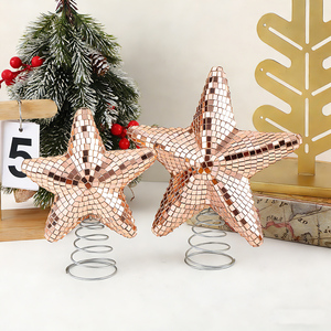 Décoration de Noël en forme d'étoile à 5 branches pour sapin, boule disco miroir brillante <span class=keywords><strong>et</strong></span> étincelante, idéale pour les fêtes, les remises de diplômes <span class=keywords><strong>et</strong></span> la décoration intérieure. - Product Image 5