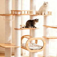 Maison pour chat multi-niveaux en bois massif de luxe pour petit espace, griffoir, arbre à chat, tour pour chat
