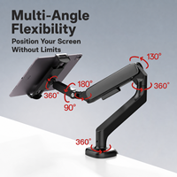 Support de bureau pour tablette et téléphone IWALK avec ressort à gaz ABS, réglable à 360°, avec fixation magnétique et pince pour tablette