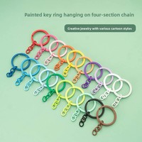 30mm Kleurrijke Emaille Gecoate Zinklegering Sleutelring, Platte Splitsring met 4-delige Ketting voor DIY Sleutelhanger Maken