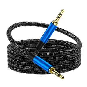 Biru 3.5 Mm Kabel Tv Box Auxiliary Denim Tpe Nilon Dikepang Aux 3.5 Mm Audio Plug 3.5 Mm Ke Jack Pria Kabel Audio Stereo