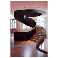 Escalier flottant incurvé de luxe en acier inoxydable Prima avec balustrade en verre pour hôtel, escalier incurvé commercial