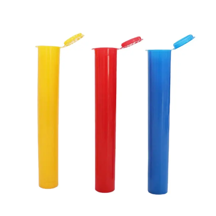 19 × 116 mm 19 × 98 mm kindersichere kunststoffröhrchen aus kunststoff mit benutzerdefinierten farben medizinische verpackung kunststoffflaschen für blumenrollen verpackung