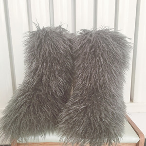 รองเท้าบูทสำหรับผู้หญิงสไตล์มองโกเลียรองเท้าขนยาวสีสันสดใสสำหรับเด็กผู้หญิงรองเท้าลุยหิมะแบบลำลองไม่ลื่นทำจากยาง - Product Image 6