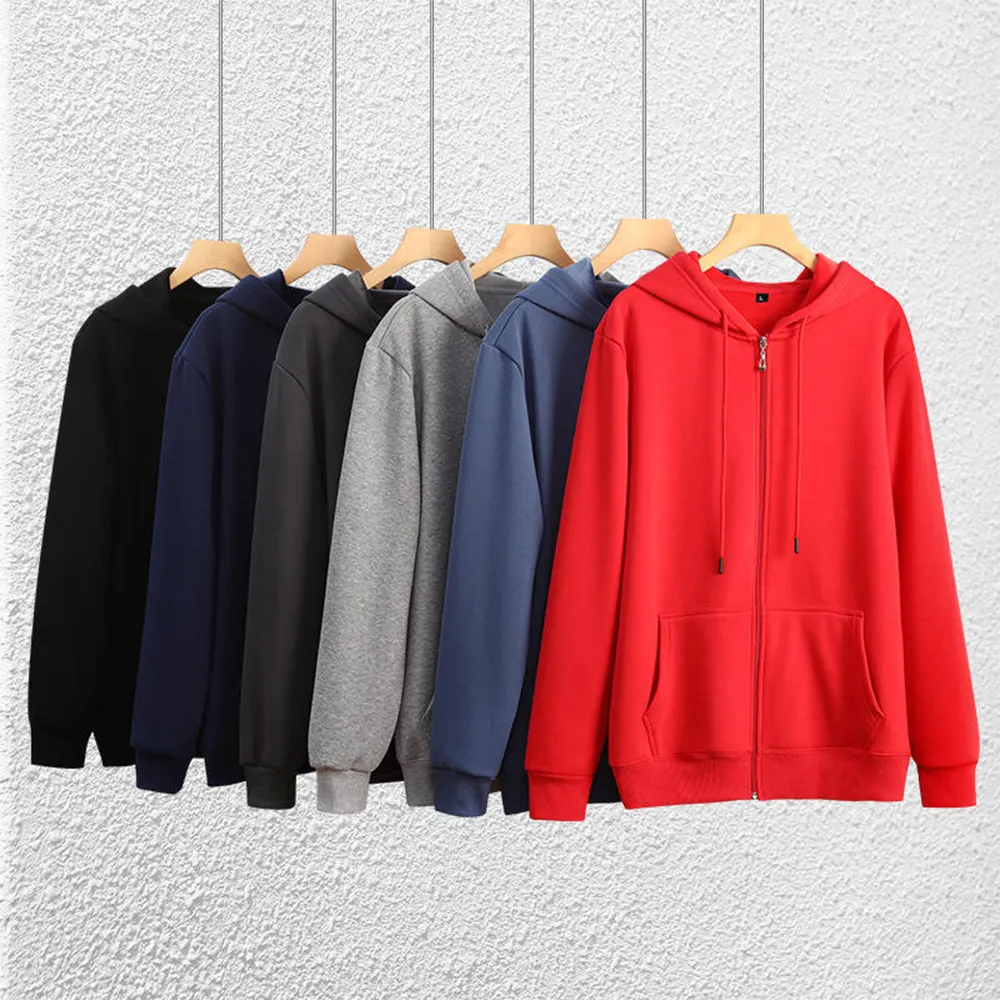 Adia New Arrival Oem/Odm Blank Solid Color Men'S Pullover Screen Print Full Zip Ups Hoodies For Men Puls Size