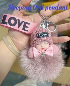 Porte-clés en fourrure de lapin moelleuse pour bébé - Pompon en fourrure, breloque de sac en peluche douce pour filles, vente en gros, MOQ 30 pièces - Product Image 6