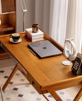 Bureau d'ordinateur en bois massif de style mi-siècle, en noyer vintage, rectangulaire, poste de travail de bureau, table de chevet pour chambre à coucher, table de maquillage, bureau à usage domestique