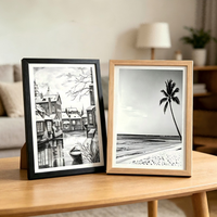 Cadre photo mural en MDF imitation bois rustique avec crochet arrière, taille personnalisée pour la décoration de la maison, du bureau ou de l'hôtel
