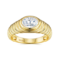 Nuovi stili di moda gioielli a prezzo di fabbrica nuovo anello placcato in oro rodiato placcato da donna in argento Sterling Moissanite anello pepita