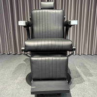 Fauteuil de Barbier Inclinable Robuste et Moderne avec Base Noire et Cadre Métallique Solide pour Hommes et Salons de Coiffure