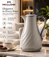 Carafe à café isotherme Pristine OEM 1.0L gris nacré, lignes fluides, ABS, avec revêtement en verre, poignée foncée, bouton rond, pour le bureau