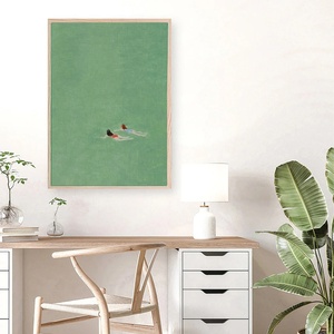 Arte Abstracto para Pared, Pintura Texturizada, Arte Contemporáneo de Nadadores en Aguas Verdes Claras, para Hogar y Galería - Product Image 4