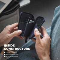 Dompet Kartu Kredit & ID Card Kulit Asli Full Grain Berkualitas Tinggi, Anti RFID, Model Pendek Normcore/Minimalis, Kantong Koin, untuk Pria
