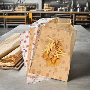 กระดาษเยื่อไม้เคลือบผิวสองด้าน ป้องกันคราบไขมัน ทนความร้อน กันน้ำ รีไซเคิลได้ ปลอดภัยสำหรับอาหาร พิมพ์โลโก้ได้ - Product Image 1