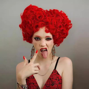 Peluca de Reina Roja de Alicia en el País de las Maravillas, Disfraz de Anime, Diadema Completa, Accesorios para el Cabello de Halloween, Resistente al Calor, Hecha a Máquina - Product Image 2