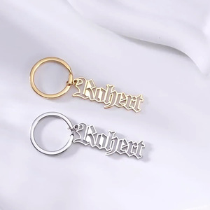Colgante personalizado de acero inoxidable grabado con nombre en inglés, de gran venta transfronteriza, y llavero con piedra de nacimiento. - Product Image 1