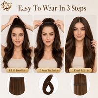 Extensions de cheveux réutilisables OEM/légères, 100 % cheveux humains vierges Remy, double épaisseur, design fin, aspect naturel invisible