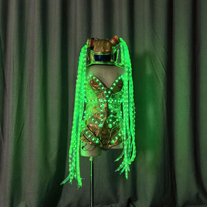 <span class=keywords><strong>Combinaison</strong></span> à changement de couleur luminescente à LED pour Halloween Long Tressé Maquillage Stage Performance Clothing DS KTV Atmosphere - Product Image 6