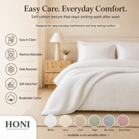 HONI Factory Supplies - Ensemble de housse de couette et taies d'oreiller en coton, style luxe, géométrique et moelleux, pour lit double, pour toute la maison