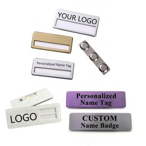 Badge nominatif vierge en acier inoxydable personnalisable avec logo, pour hôtel, employés et personnel - Product Image 1