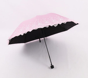 Sombrilla de Sol Plegable de 3 Secciones, Moderna, Color Caramelo, Mini, de Poliéster con Encaje, en Oferta - Product Image 5