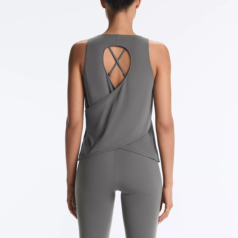 Custom Logo Women Sleeveless Running Fitness Summer Round Neck Cross Back Yoga Activewear pilate Gym Clothing Quick Dry Tank Top