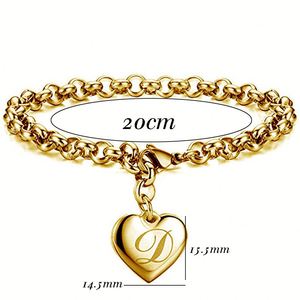 Pulsera de Acero Inoxidable 316L con Letra Corazón Infinito, Chapada en Oro de 18K, para Mujer, Unisex, Joyería Plateada - Product Image 4