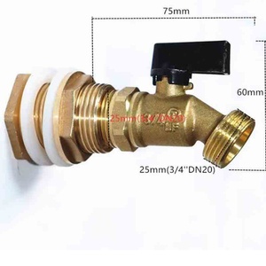 ข้อต่อเกลียวทองเหลือง G3/4 สำหรับถังเก็บน้ำ วาล์วระบายน้ำแบบเกลียวทองเหลือง ข้อต่อแบบเสียบสำหรับถังน้ำ - Product Image 3