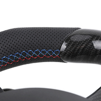 Volant en cuir semi-perforé avec insert rouge et finition en fibre de carbone LED pour BMW F10 F11 F20 F30 F32 M3 F80 M4 F82 M2 F87