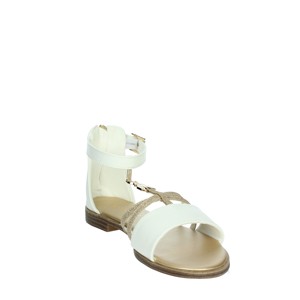 PJ293.27 sandali bassi bianchi/oro scarpe in gelatina di gladiatore leggero chiusura con lacci in vera pelle imbottita moda - Product Image 5