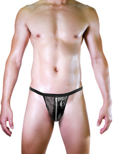Ropa Interior Sexy de Cosplay para Hombre al por Mayor, Tanga de Cuero de Cintura Baja con Malla Transparente, Tanga de Tentación, Calzoncillos Masculinos - Product Image 5