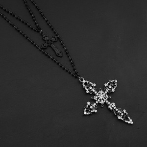 New Exquisite Double Layered Black Cross Pendant Necklace Fashion Unisex's <b>Titanium</b> Steel Necklaces Wholesale Jewelry Trendy - Product Image 4