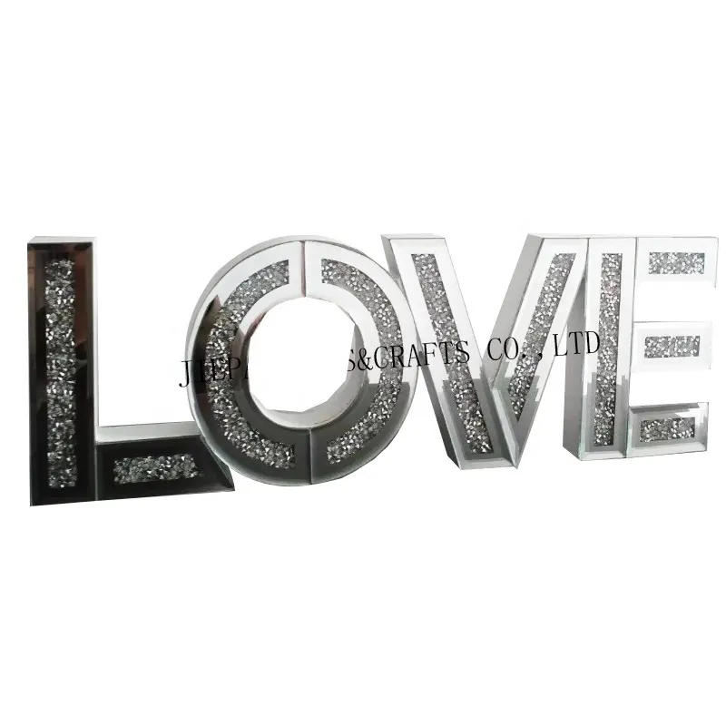 Luxury Sparkle LOVE and HOME Letters FOR Home Decor Diamond Crushed Mirrored Furniture For Wall Art Diamond-crush