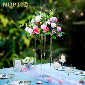 Vases acryliques centres de table de mariage pour tables-2 supports de fleurs à <span class=keywords><strong>colonne</strong></span> <span class=keywords><strong>transparente</strong></span>, Vases à fleurs de 60cm de haut pour centres de table, - Product Image 4