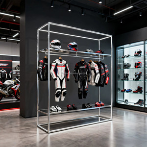 Espositore da Terra in Metallo per Caschi Moto, Accessori Protettivi Sportivi e Tute da <span class=keywords><strong>Corsa</strong></span> - Product Image 1