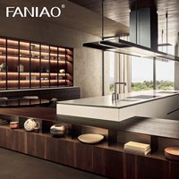 Meubles de cuisine modernes en mélamine haute brillance, modulaires, personnalisés, de haute qualité, avec robinet de porte en acrylique, garantie 5 ans