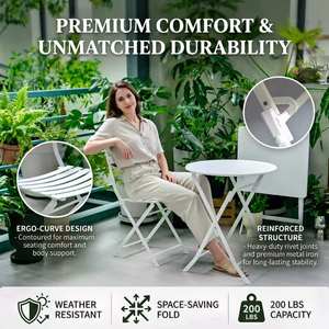 Conjunto de Bistro Plegable para Exteriores, 3 Piezas, Mesa y Sillas de Metal para Patio, Jardín o Balcón, Mesa Redonda con 2 Sillas - Product Image 4