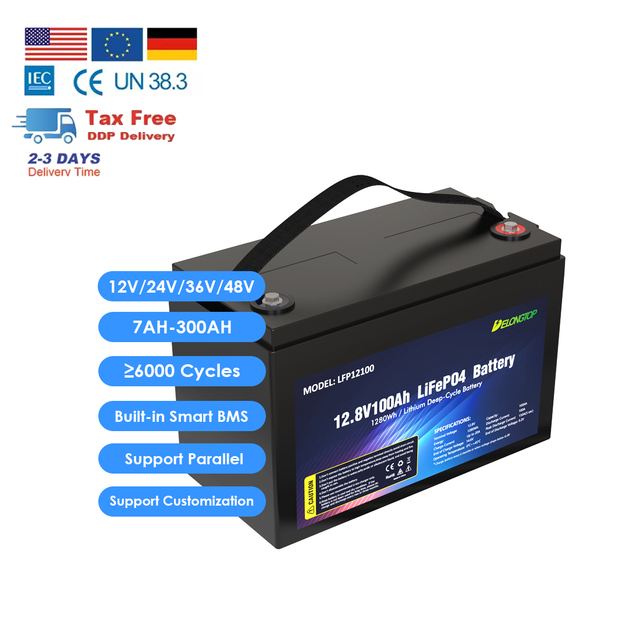 Lifepo4 Battery With Bluetooth BMS Deep Cycle Lithium Iron Phosphate Battery Pack for RV Camper Marine Boat Solar Energy Storage