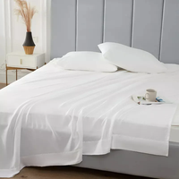 Tissu en bambou, fabrication sur mesure, vente en gros, certifié OEKO, ensemble de draps et de housse de couette en soie blanche 4 pièces pour hôtel