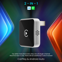 Adaptador inalámbrico Carplay para coche con puerto USB negro, adaptador Android Auto 2 en 1, tipo C, con orificios de ventilación