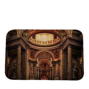 Tapis de porte rectangulaire en coton et lin de style européen, antidérapant, pour la maison, avec motif imprimé original - Product Image 1