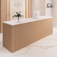 Panneau de meubles de réception du milieu du siècle Front Office de spa en bois gris Bureau de salon de beauté