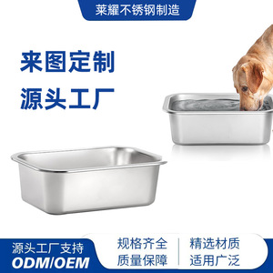 Caja de arena para gatos de acero inoxidable, rectangular, de acero 304, para perros y gatos, color plateado LY 004 - Product Image 4