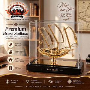 Handcrafted Brass Sailboat <b>Nautical</b> Decorative Model Maritime Sculpture For Tabletop Home Office Coastal <b>Decor</b> And Gift - Product Image 4