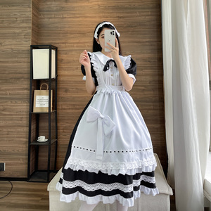 Maid Long Dress Short Sleeve Polyester Costume Crossdressing Cosplay British Butler Japanese Uniform Cute Dress - Product Image 3