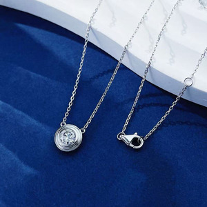 Collar con Colgante <span class=keywords><strong>de</strong></span> Diamante Cultivado en Laboratorio en Oro Blanco <span class=keywords><strong>de</strong></span> 18K para Mujer, Cadenas <span class=keywords><strong>de</strong></span> Moda, Joyería Fina, Delicados Colgantes <span class=keywords><strong>de</strong></span> Diamante - Product Image 3