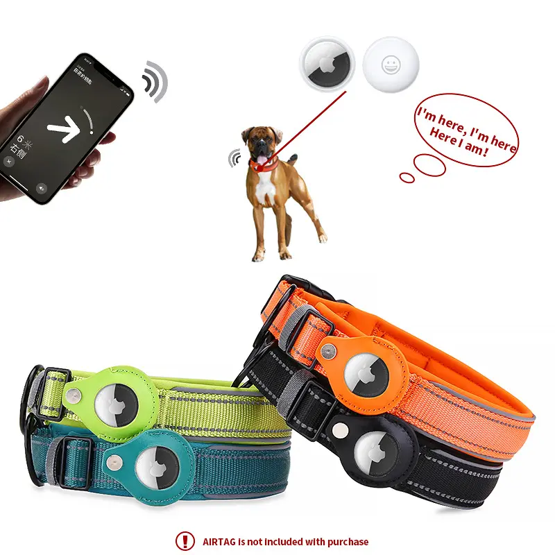 seguridad y antipérdidas Airtag funda protectora compatible con Apple Airtag negro-azul Collar de perro de silicona para buscador de rastreo GPS collar de perro y accesorios para mascotas