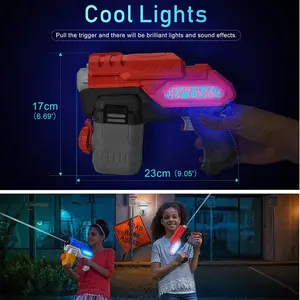 Electric Water Gun Battery Operated Fighting Squirt Gun Toy Cool LED Lights 300ml Long Range Water Pistol For Kids Pool Beach