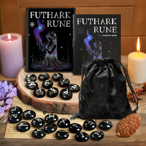 25 Piezas de Piedras Rúnicas Negras Esmaltadas, Cristalinas, Símbolos de Runas de Brujería, Ceremonia de Meditación, Juego de Runas Vikingas, Adorno - Product Image 2